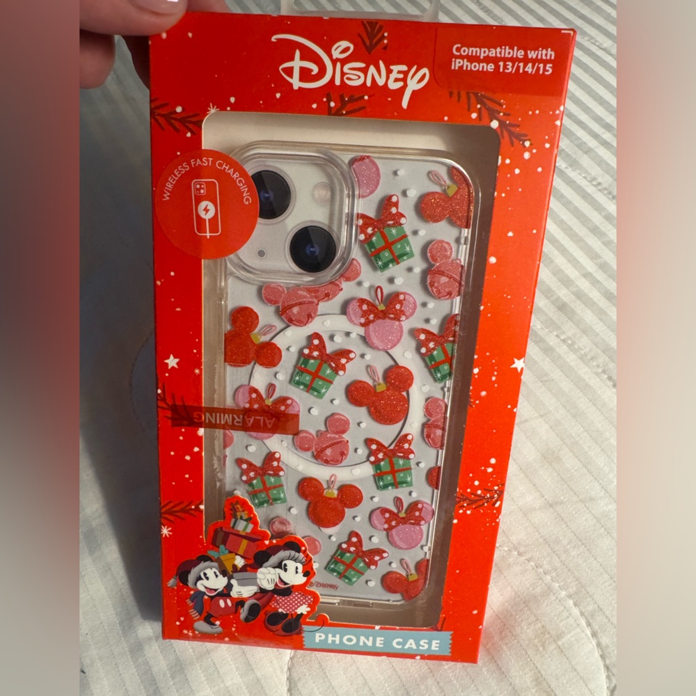 Disney Festive Red and Green Mickey Mouse Case- fits iPhone 13/14/15 festive FUN